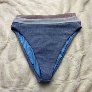 NWOT beach riot shimmer color-block high waisted bikini bottoms 12832